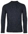 Baileys Crew Neck Plated Large V-Shape Structure Knit Pullover Dark Blue