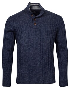 Baileys Pullover Shirt Style Buttons Drop Needle Structure Design Trui Donker Blauw