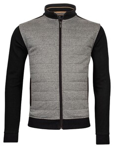 Baileys Sweat Cardigan Zip Front Padded Jacquard Knit Vest Zwart