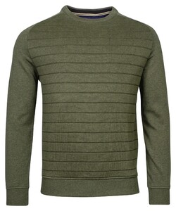 Baileys Sweat Crew Neck Front Double Layer Knit Structured Stripes Trui Groen