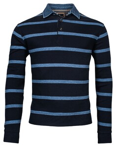 Baileys Sweatshirt Denim Jacquard Piqué Yarn Dyed Stripe Trui Winter Blue