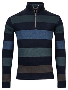 Baileys Sweatshirt Zip Jacquard Piqué Yarn Dyed Stripes Trui Groen