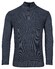 Baileys Uni Color Half Zip Buttons Front Fisherman Rib Tight Knit Trui Deep Denim Blue