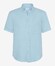 Brax Dan Pure Linen Short Sleeve Uni Color Shirt Smooth Blue