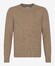 Brax Rick Crew Neck Wool Blend Fine Texture Mouliné Pullover Light Camel