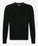 Brax Rick Crew Neck Wool Blend Fine Texture Mouliné Trui Olijf Groen