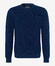 Brax Roy Half-Cardigan Stitch Knit Crew Neck Pullover Denim Blue