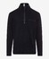 Brax Savio Sweat Troyer Zip Collar Fine Rib Texture Pullover Dark Navy