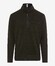 Brax Savio Sweat Troyer Zip Collar Fine Rib Texture Pullover Dark Olive