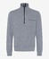 Brax Savio Sweat Troyer Zip Collar Fine Rib Texture Pullover Platinum