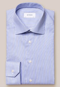 Eton Cut Away Collar Striped Fine Twill Overhemd Royal Blue