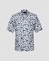 Eton Floral Pattern Garment Washed Resort Shirt Blue