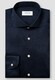 Eton King Knit Foli di Scozia Cotton Horn Effect Buttons Overhemd Donker Blauw