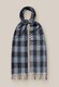 Eton Lightly Brushed Ultra Soft Super Fine Merino Check Scarf Mid Blue