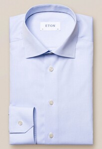 Eton Uni Poplin Shirt Overhemd Licht Blauw Melange