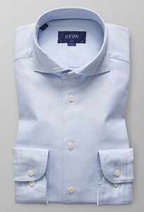 Eton Uni Textured Twill Overhemd Licht Blauw