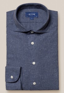 Eton Wide Spread Casual Textured Recycled Cotton Overhemd Donker Blauw
