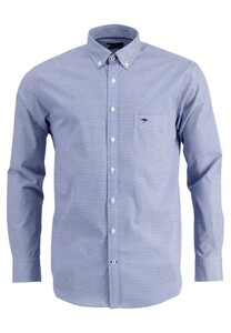 Fynch-Hatton Fine Minimal Pattern Overhemd Midden Blauw