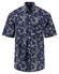 Fynch-Hatton Leaf Floral Mini Check Pattern Shirt Navy