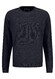 Fynch-Hatton O-Neck Plated Fine Knit Pullover Navy
