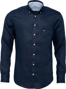 Fynch-Hatton Premium Uni Linnen Button Down Overhemd Navy