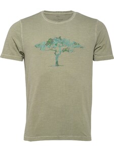 Fynch-Hatton Slub Jersey Tree Pattern Organic Cotton T-Shirt Olive