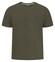 Fynch-Hatton Solid Color Crew Neck Subtle Logo T-Shirt Donker Khaki