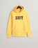 Gant Arch Script Graphic Embroidery Hoodie Kangaroo Pocket Pullover Smooth Yellow