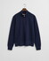 Gant Sacker Rib Half Zip Subtle Tone-on-Tone Logo Embroidery Trui Persian Blue