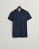 Gant Slim Piqué Crew Neck Uni Graphic Logo Shield Embroidery T-Shirt Evening Blue