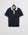 Gant Soft Cotton Modal Blend Contrast Collar Subtle Textured Knit Polo Avond Blauw