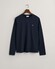 Gant Subtle Logo Embroidery Long Sleeve Round Neck T-Shirt Evening Blue