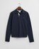 Gant Textured Collar Long Sleeve Uni Color Cotton Poloshirt Evening Blue