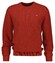 Gant Uni Color Subtle Check Pattern Knit Crew Neck Organic Cotton Trui Iron Red