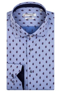 Giordano Maggiore Semi Cutaway Stripe Paisley Pattern Overhemd Blauw