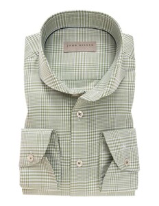 John Miller Check Cutaway Tailored Fit Overhemd Licht Groen