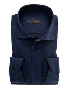 John Miller Cotton Stretch Fine Line Overhemd Donker Blauw