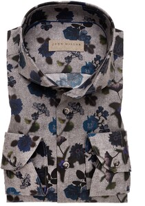 John Miller Stretch Floral Pattern Overhemd Midden Grijs