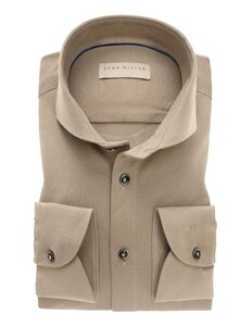 John Miller Uni Button Contrast Overhemd Licht Bruin