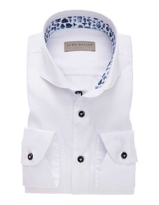 John Miller Uni Pottery Contrast Mouwlengte 7 Overhemd Wit