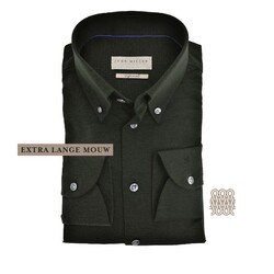 John Miller Uni Weave Tricot Long Sleeve Button-Down Slim Fit Overhemd Donker Groen