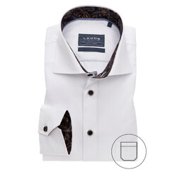 Ledûb Paisley Contrast Wide-Spread Modern Fit Overhemd Wit