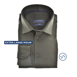 Ledûb Stretch Weave Long Sleeve Semi-Spread Modern Fit Overhemd Donker Groen