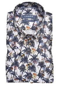 Ledûb Tropical Palm Fantasy Short Sleeve Overhemd Donker Blauw