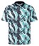 Maerz Modern Abstract Leaves Pattern Cotton Piqué Poloshirt Navy