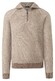 Maerz Wool Troyer Zip Two-Tone Stripe Knit Pullover Choco Cream