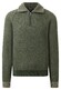 Maerz Wool Troyer Zip Two-Tone Stripe Knit Pullover Dark Green