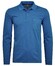 Ragman Softknit Polo Longsleeve Uni Breast Pocket Poloshirt Blue Melange Dark