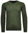 Ragman V-Neck Supersoft Cotton Cashmere Knitted Elbow Patches Pullover Olive