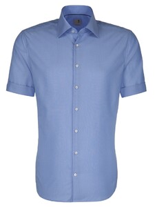 Seidensticker Uni Kent Short Sleeve Overhemd Midden Blauw